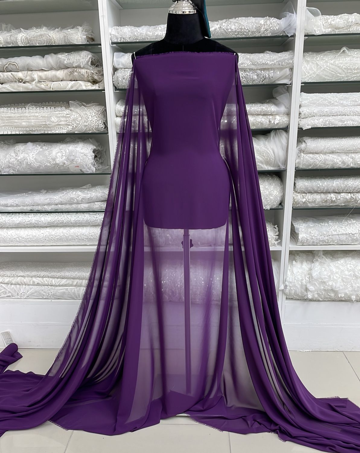 Chiffon [ CHC-LO-0515-27 ] Chiffon Cadena150cm-PURPLE per Meter