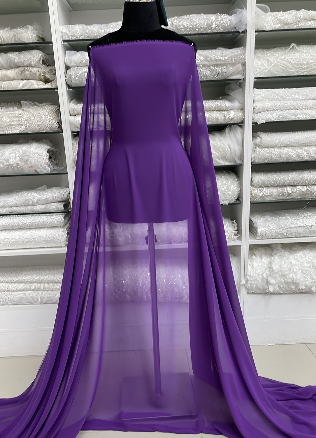 [ GES-LO-RTL04-34 ] SuperGeorgette150cm-PURPLE per Meter