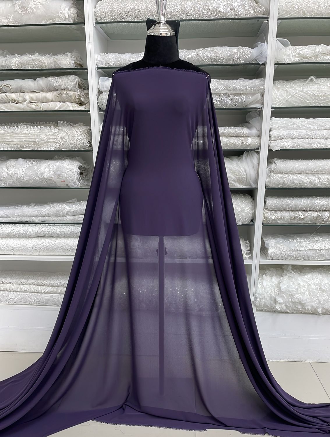 [ GD-G12A115-58 ] DOUBLE GEORGETTE 150CM-Aubergine per Meter
