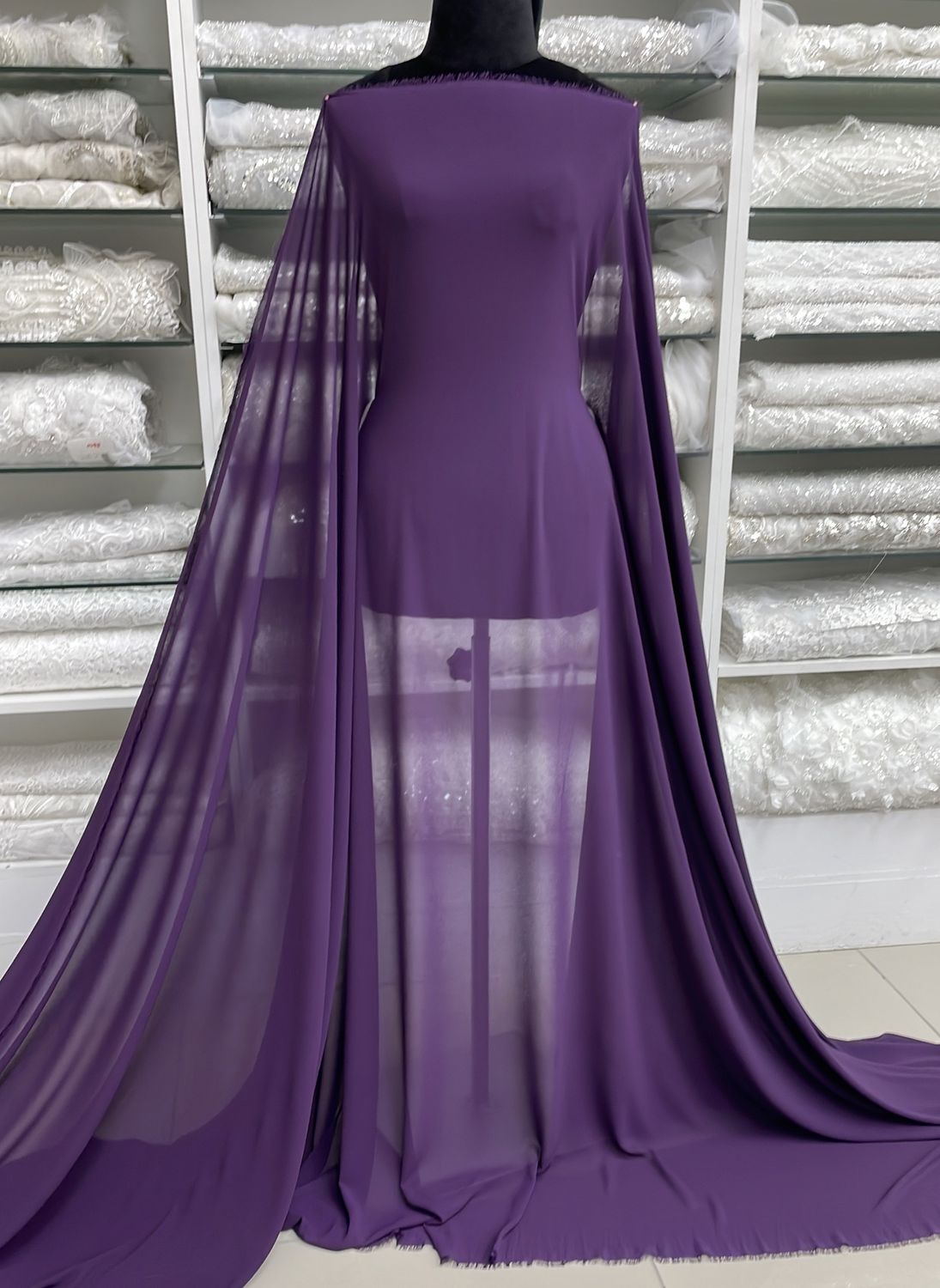 [ GD-G14B10115-50 ] GeorgetteDouble 150 - Purple per Meter