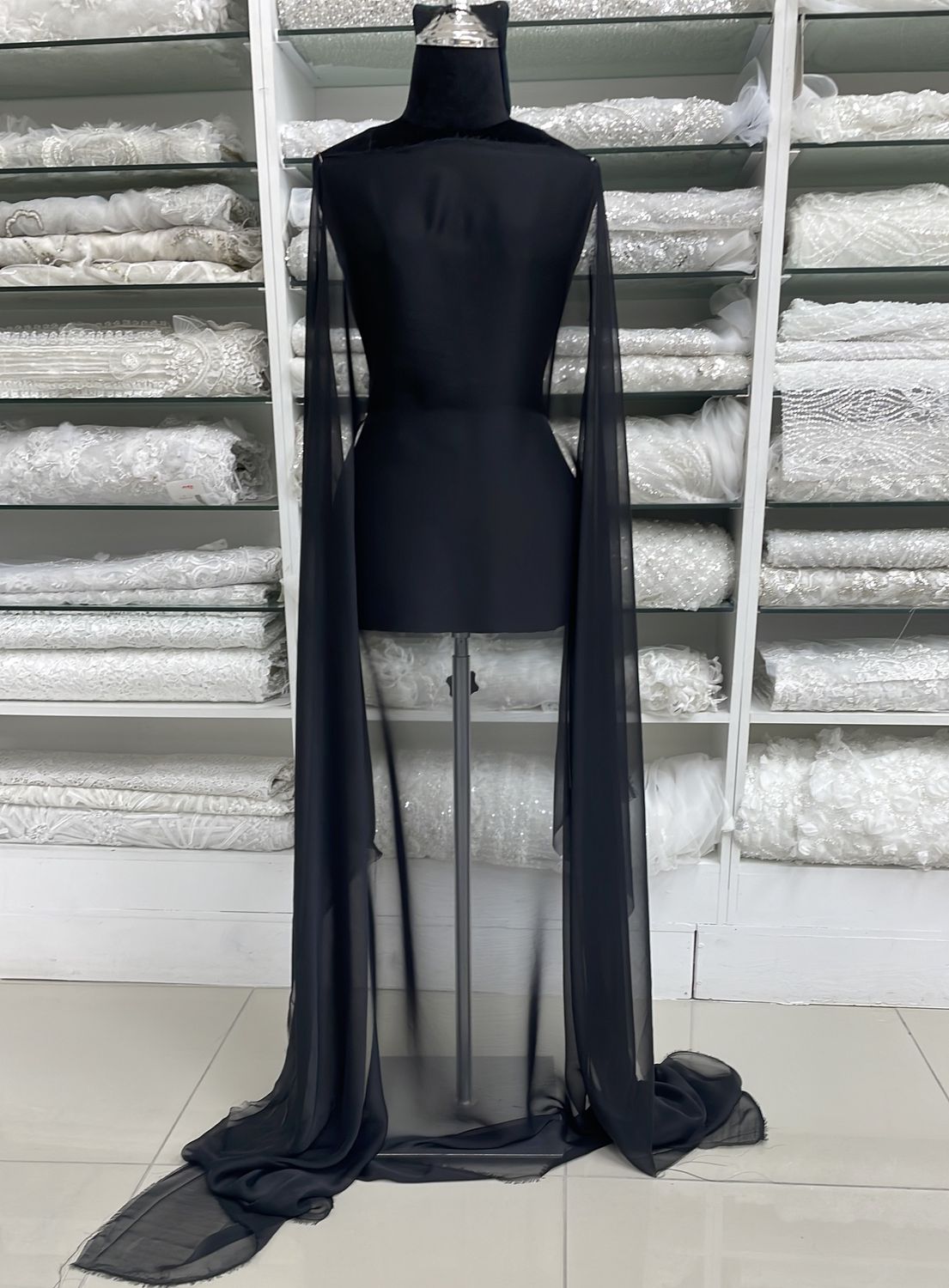 [ 18851 ] Chiffon Cationic/150cm/5g/BLACK per Meter