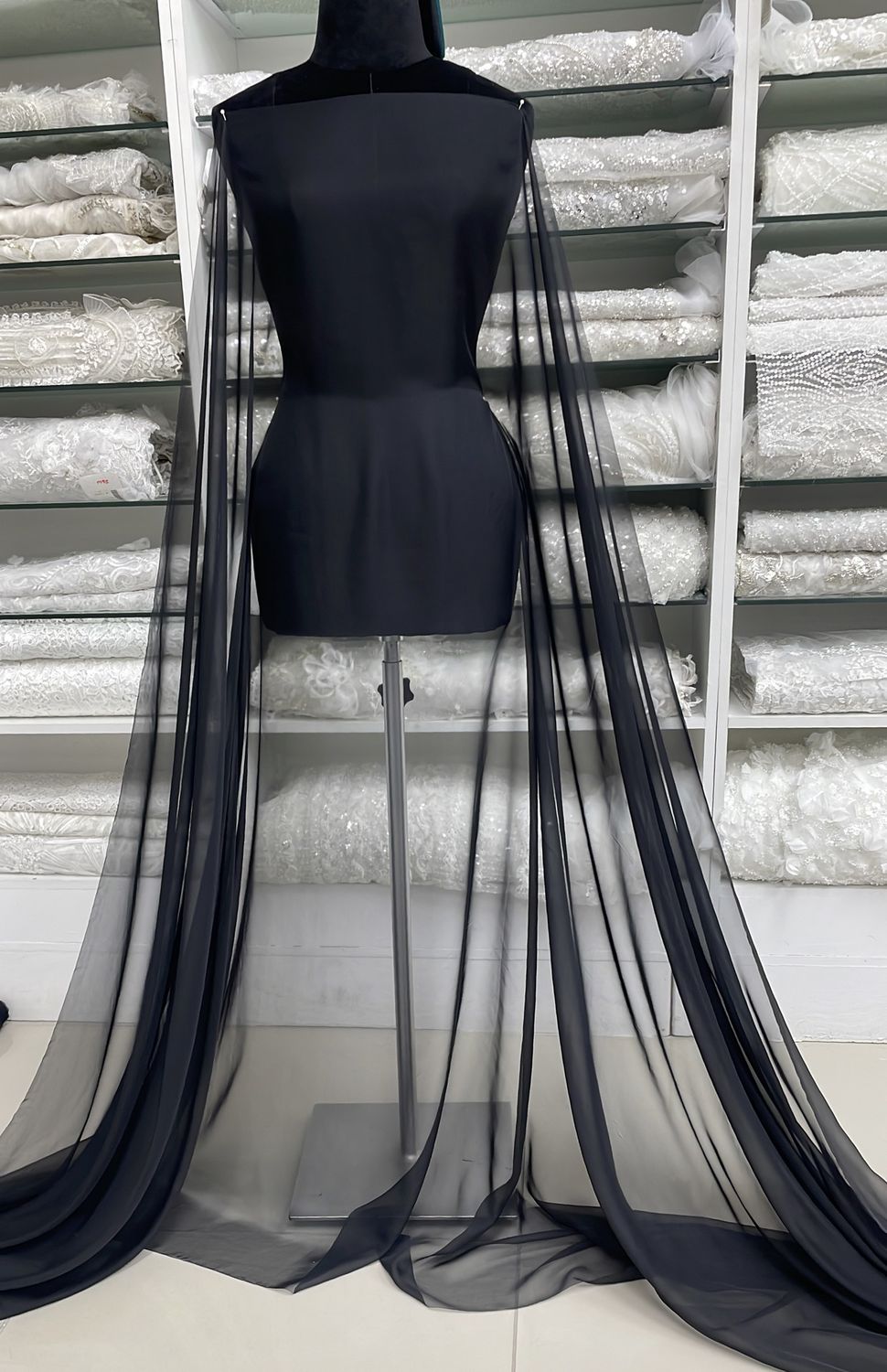 Chiffon 30D Silky Chiffon-per m-150-4-Black