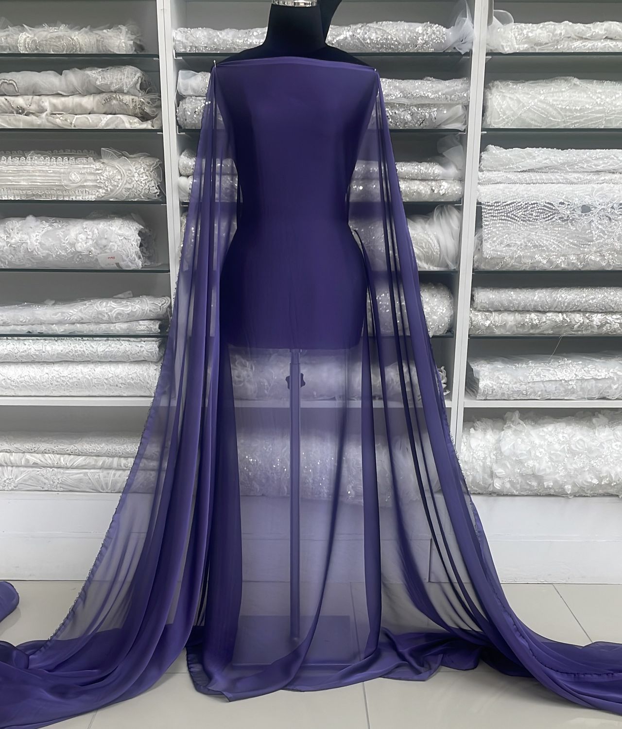 Chiffon [ CHD-BI-21610-6 ] Chiffon Dope DyedPurple147 per Meter