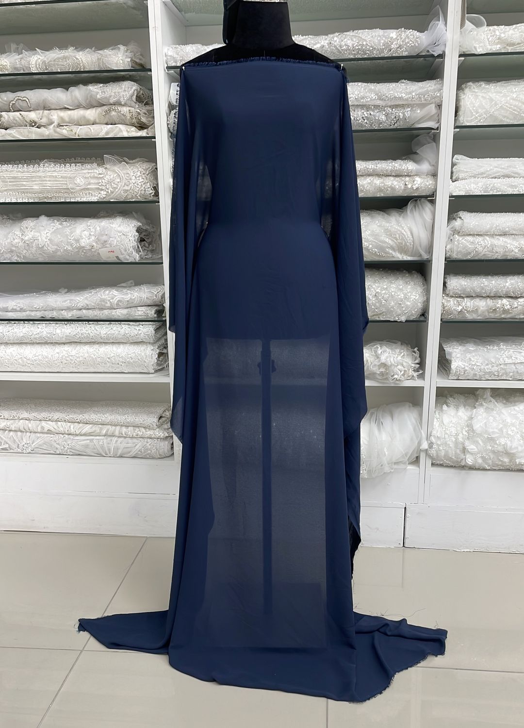 [ 23656 ] Georgette Dobby-147-07B-NAVY per Meter