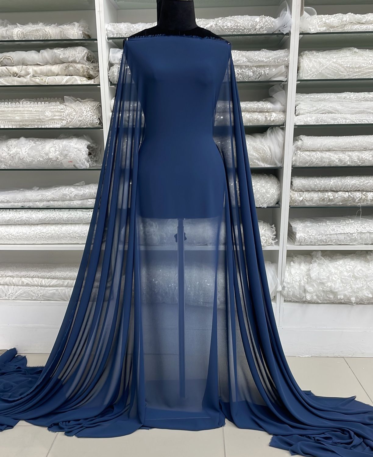 [ 23163 ] Stretch Crepe Chiffon-150-NAVY per Meter