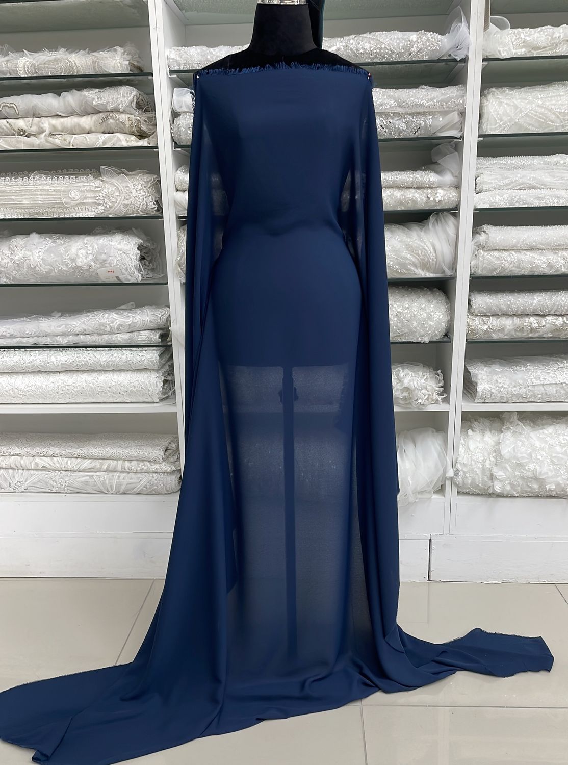 [ 16534 ] Georgette Double/145/120g/DEEP NAVY per Meter