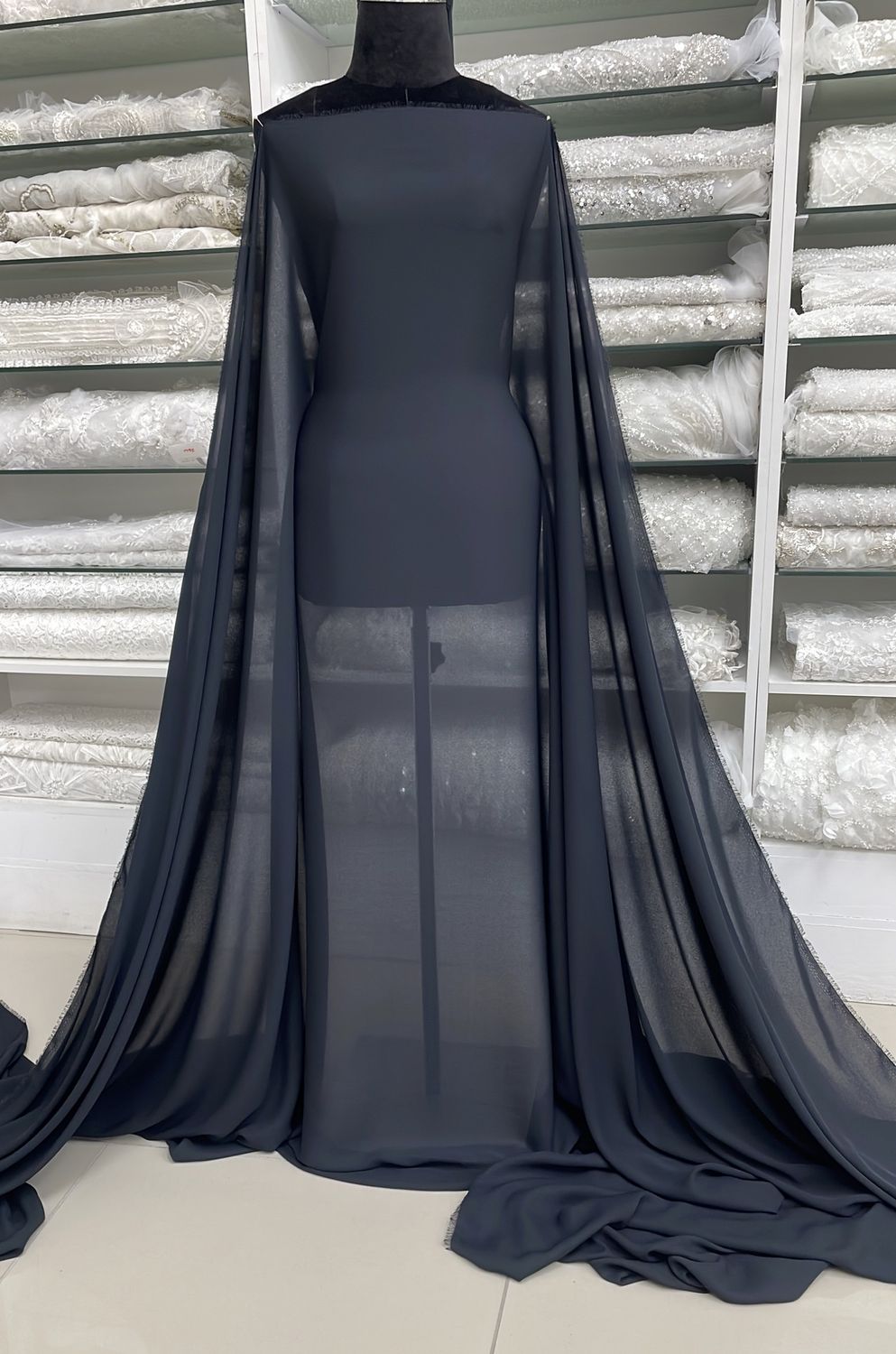 [ 16531 ] Georgette Double/145/120g/BLACK per Meter