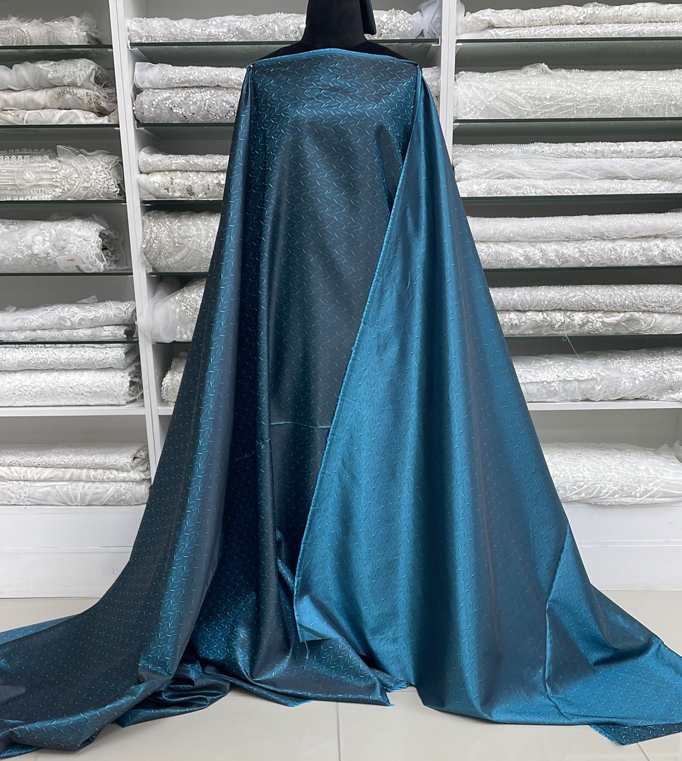 [ 24871 ] Jacquard Suit Lining-150-15-Teal per Meter