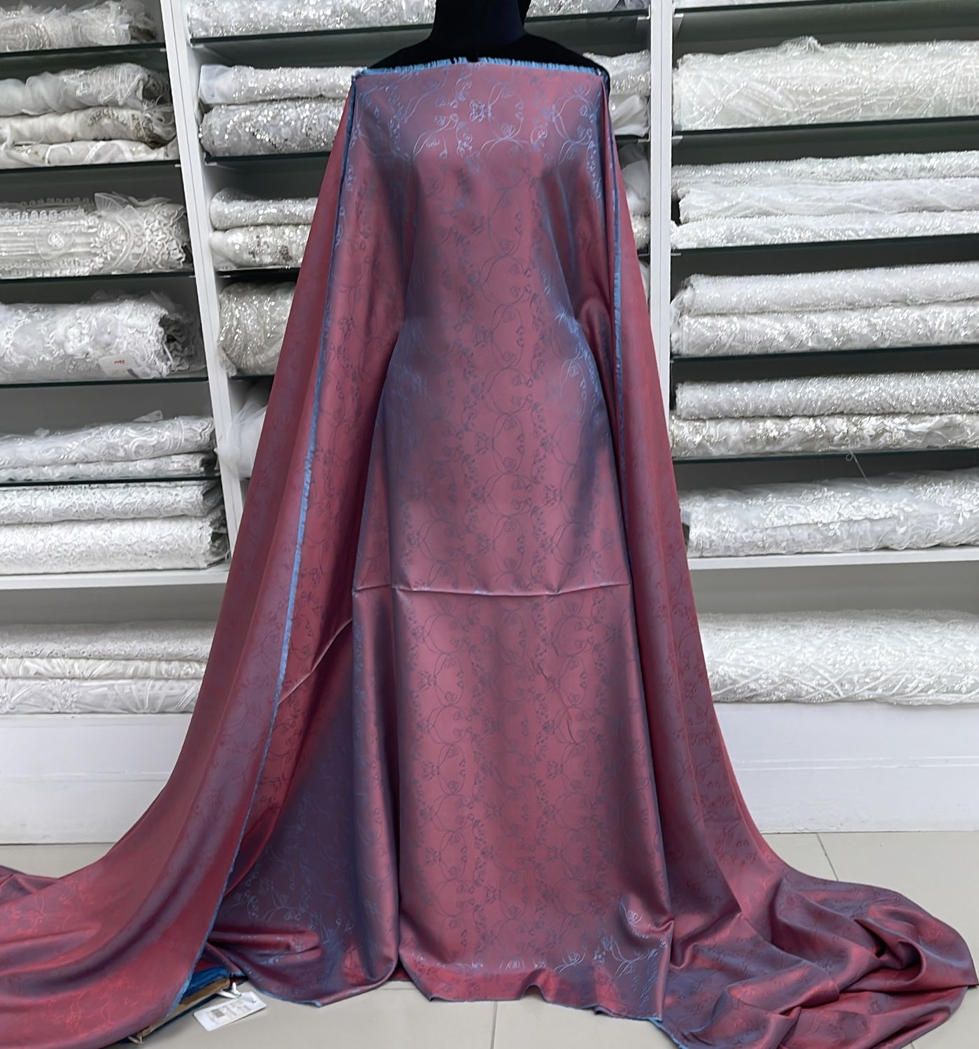 [ 24509 ] Shot Jacquard Lining-140-00-Pink Blue per Meter