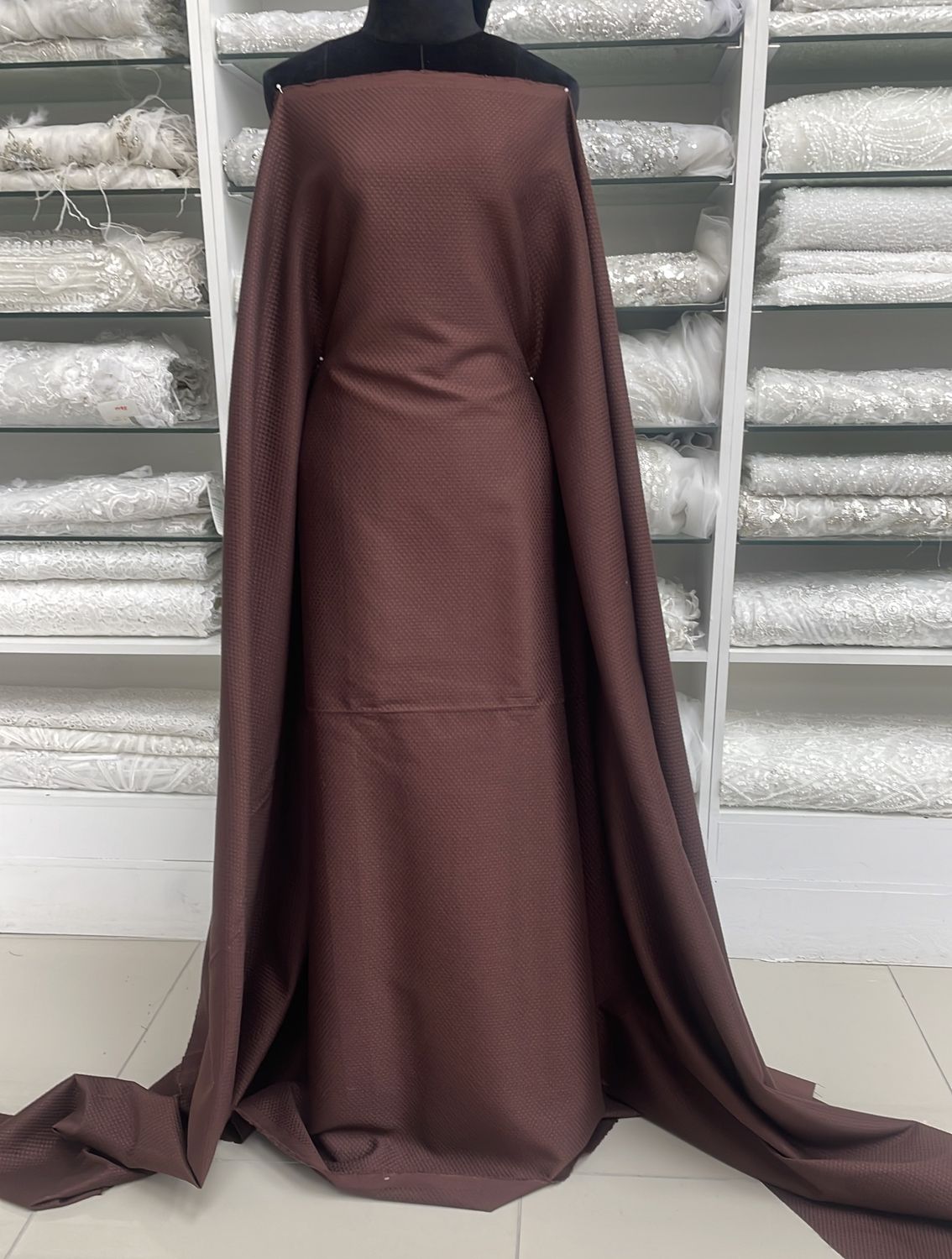 [ COPS-YA-3895-8 ] CottonPiqueStretch-150cm-BROWN per Meter