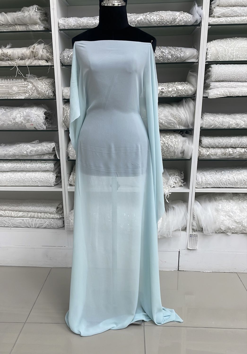 [ GED-LO-RLT10-12 ] GeorgetteDELUX-150cm-BABY BLUE per Meter