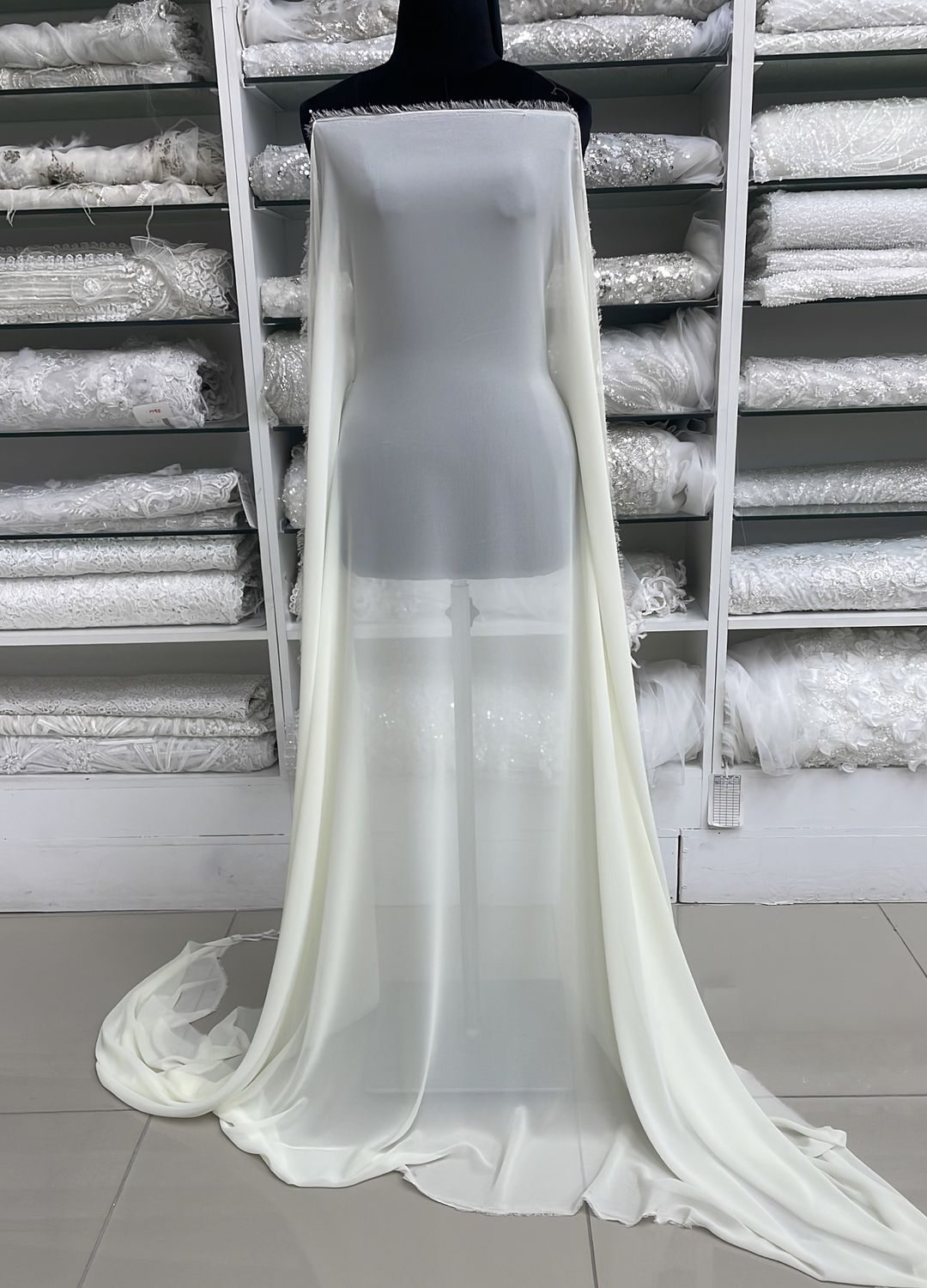 [ GES-LO-RTL04-2 ] SuperGeorgette150cm-CREAM per Meter