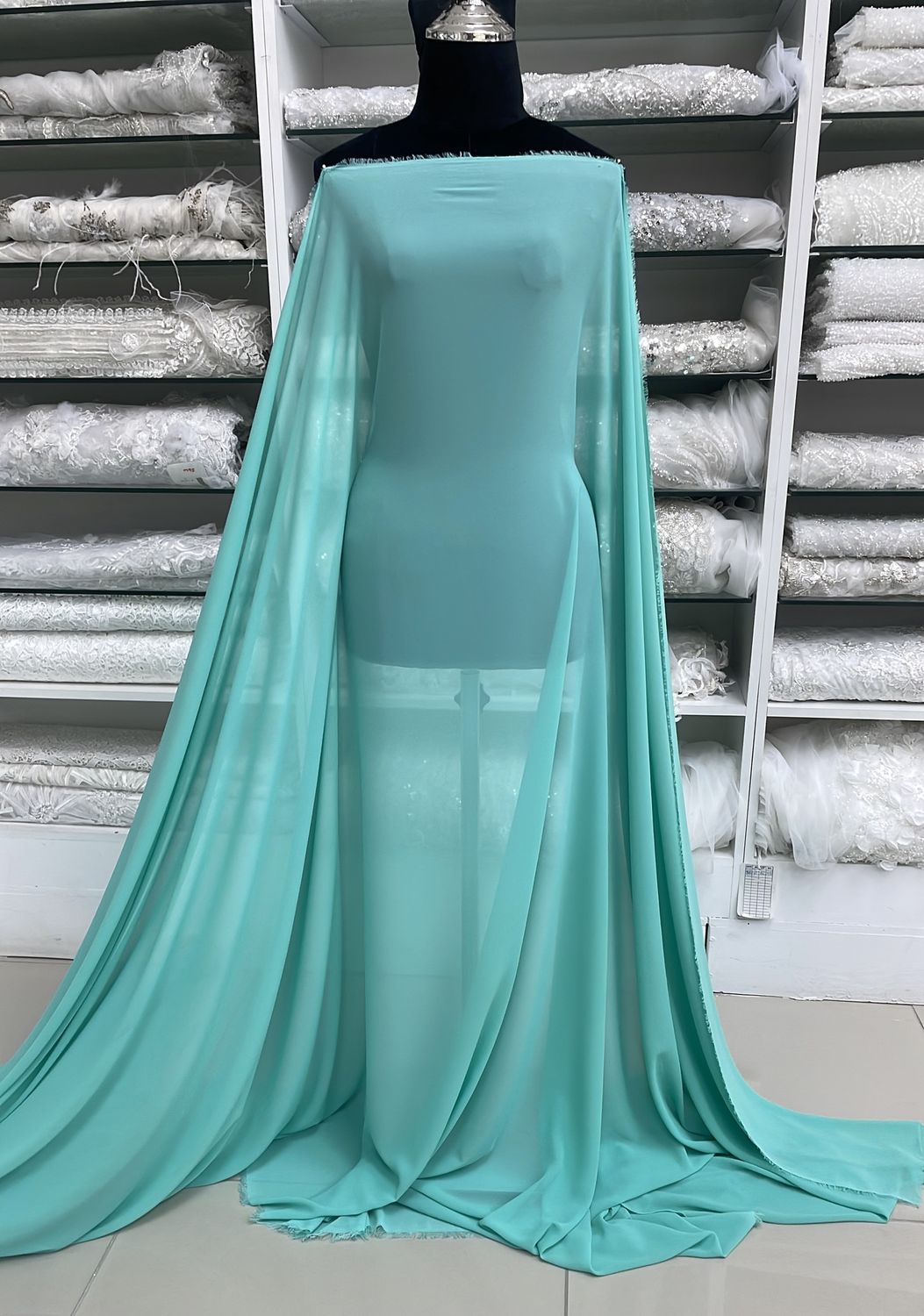 [ 15086 ] Georgette Plain Dyed/150cm/5g/Mint per Meter
