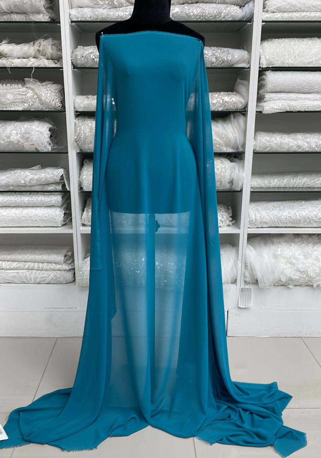 [ GES-LO-RTL04-11 ] SuperGeorgette150cm-TEAL per Meter