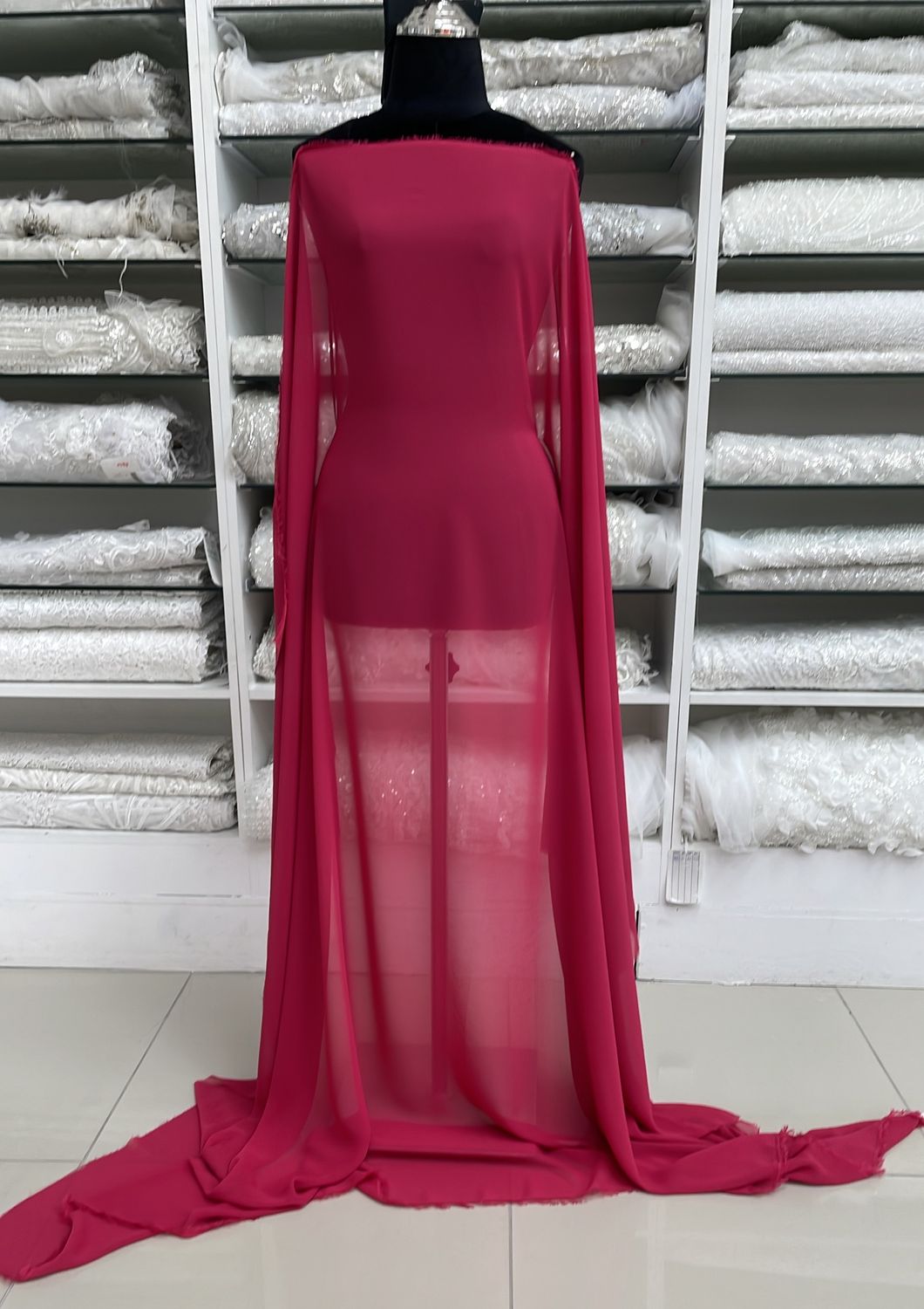 Chiffon [ CHM-PB-A0758-27 ] Chiffon Multi 150W Dk Cerise per Meter