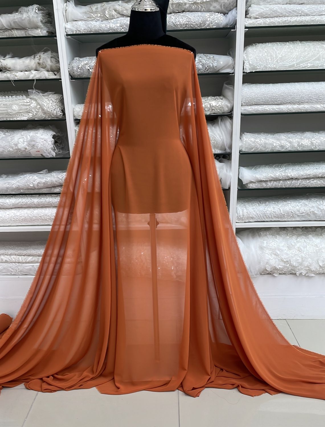 Chiffon [ CHC-LO-0515-63 ] Chiffon Cadena150cm-RUST per Meter