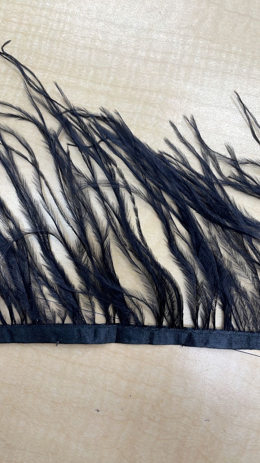 [ 24769 ] Feather Trim -Synthetic Trim-15cm-Black per Meter
