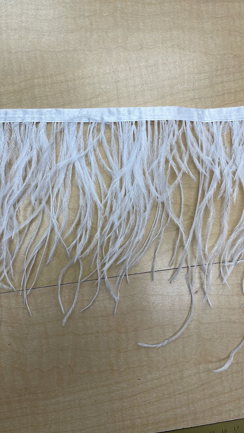 [ 24767 ] Feather Trim -Synthetic Trim-15cm-White per Meter