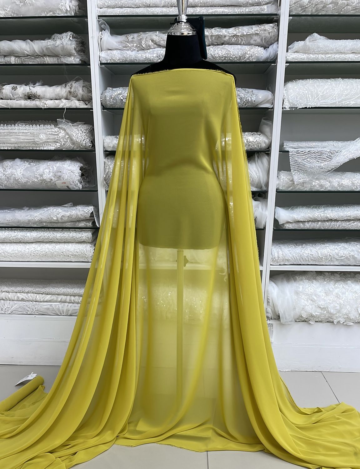 [ 23186 ] ITY French Chiffon-150-GrSulphur/ Yellow per Meter