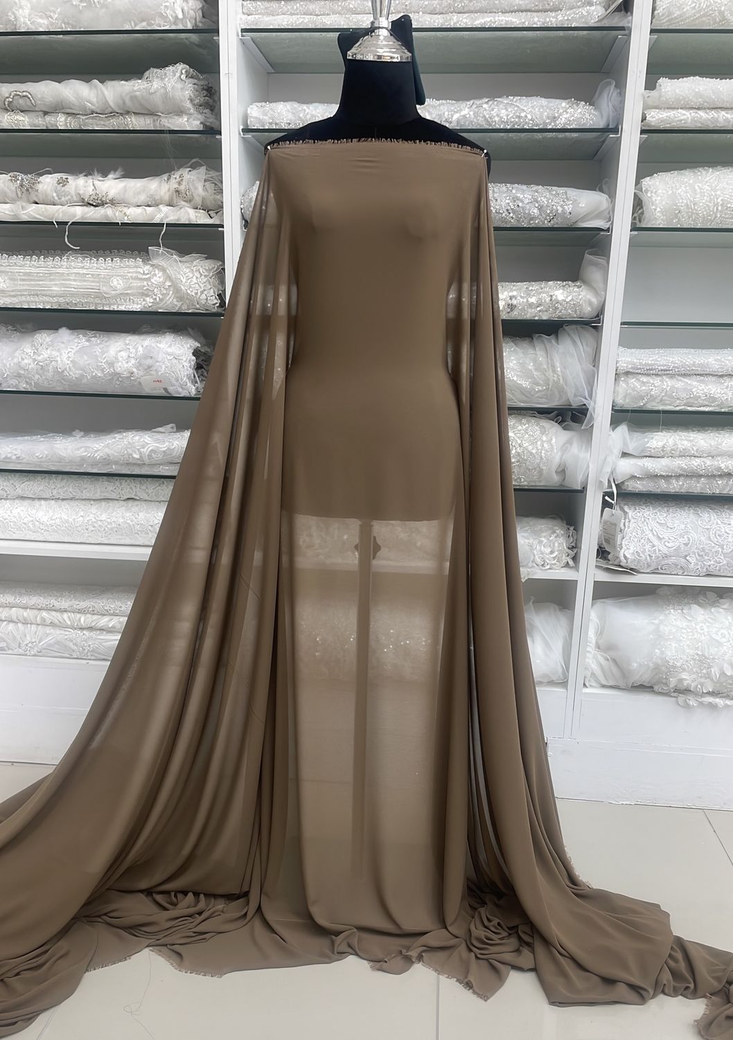 [ GD-G12A115-62 ] DOUBLE GEORGETTE 150CM-Dark Brown per Meter