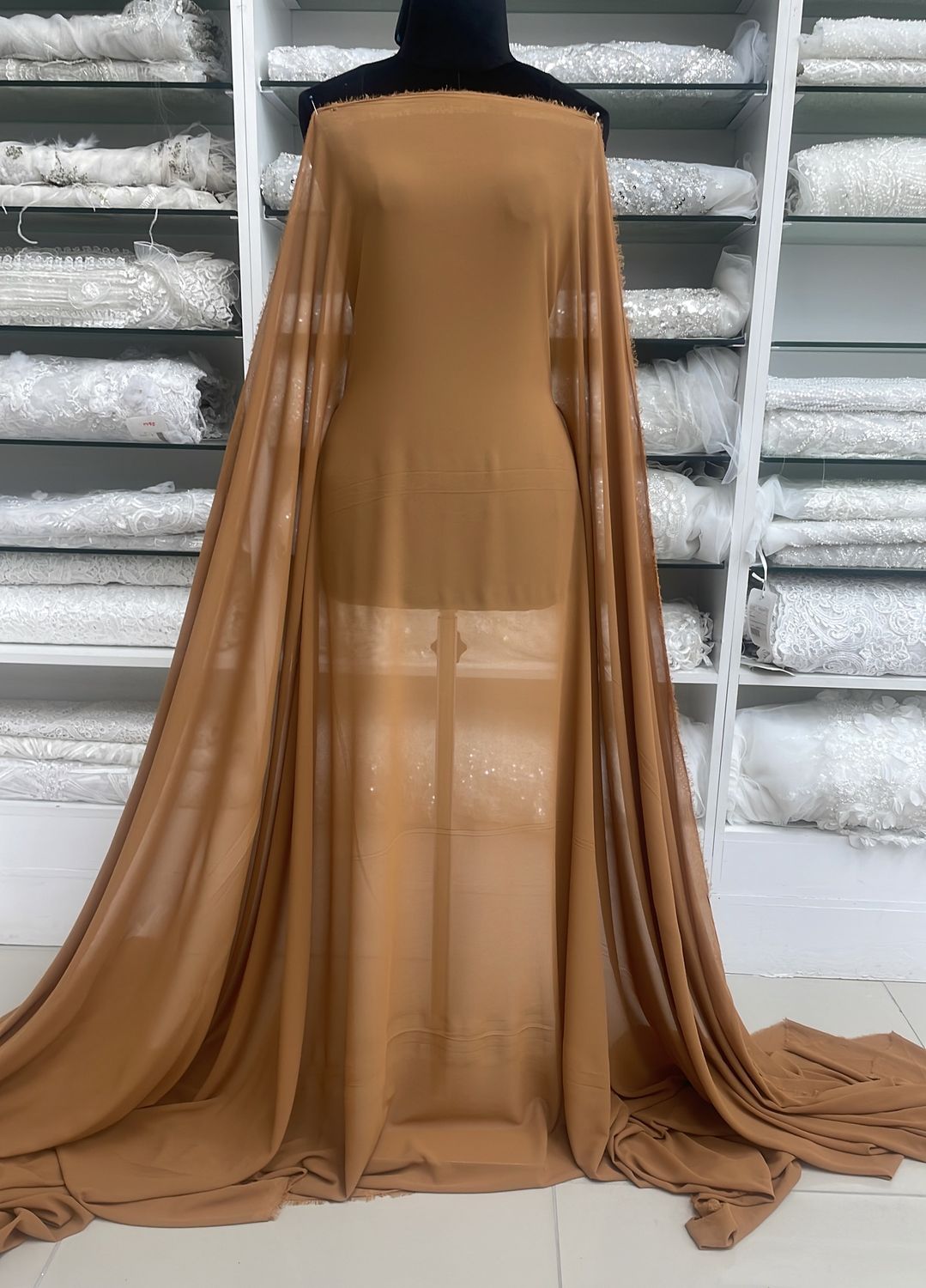 Chiffon [ 23552 ] Foil Stretch Crepe Chiffon-150-RUST-21 per Meter