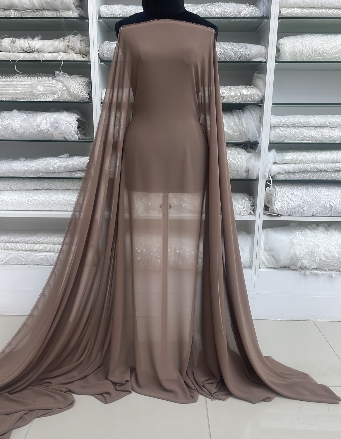 [ GES-LO-RTL04-30 ] SuperGeorgette150cm-MOCCA per Meter