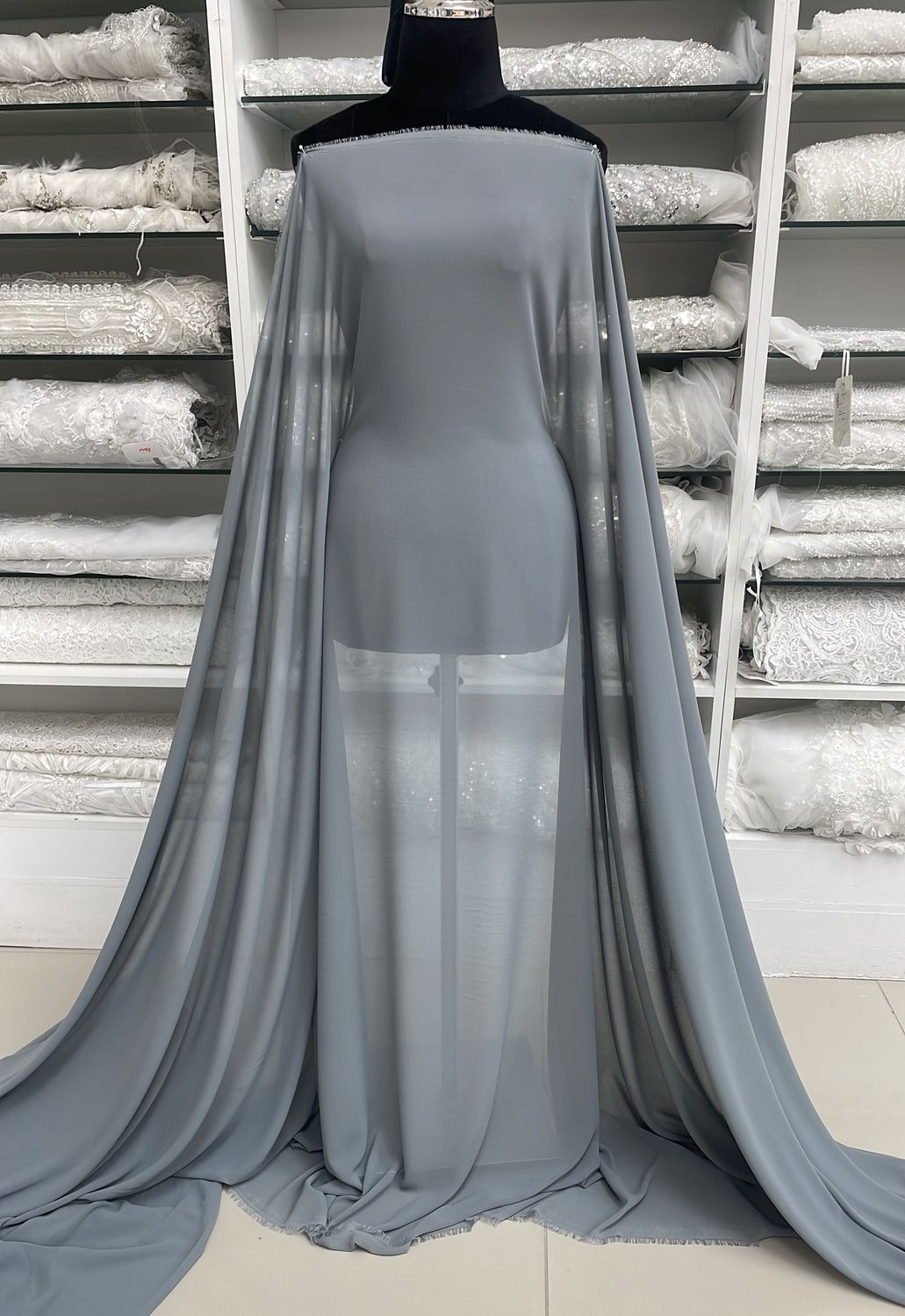[ 23169 ] Stretch Crepe Chiffon-150-DOVE GREY per Meter
