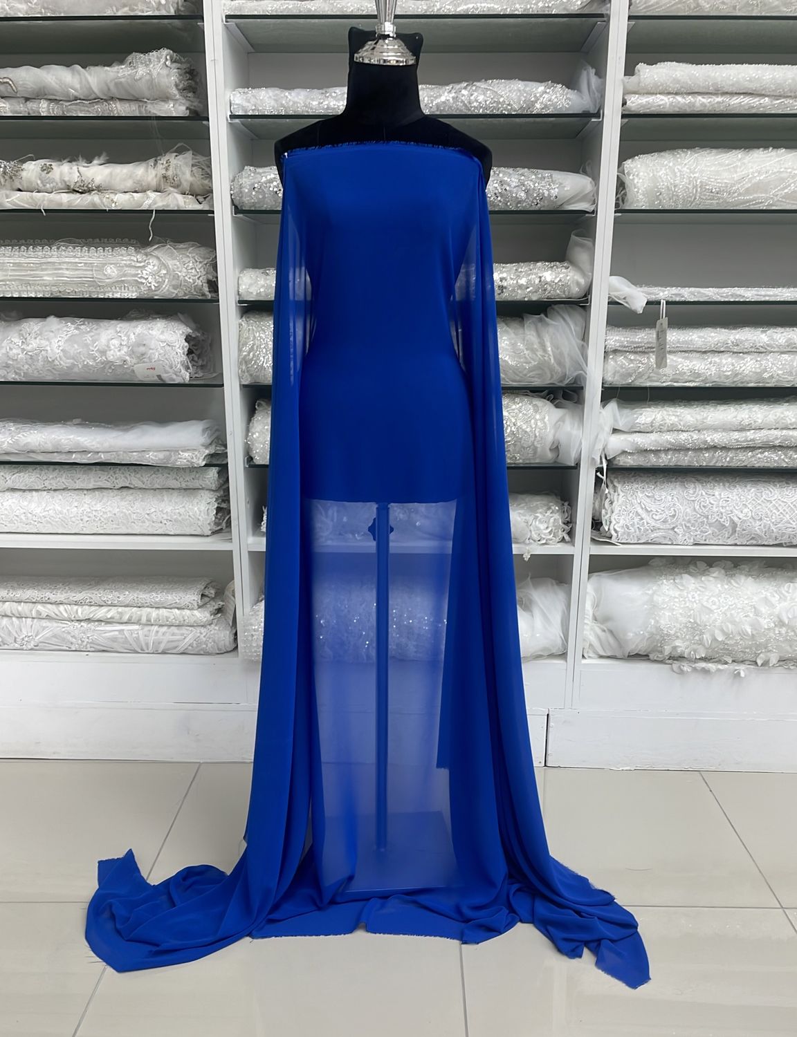 [ CHC-LO-0515-15 ] Chiffon Cadena150cm-BLUE per Meter