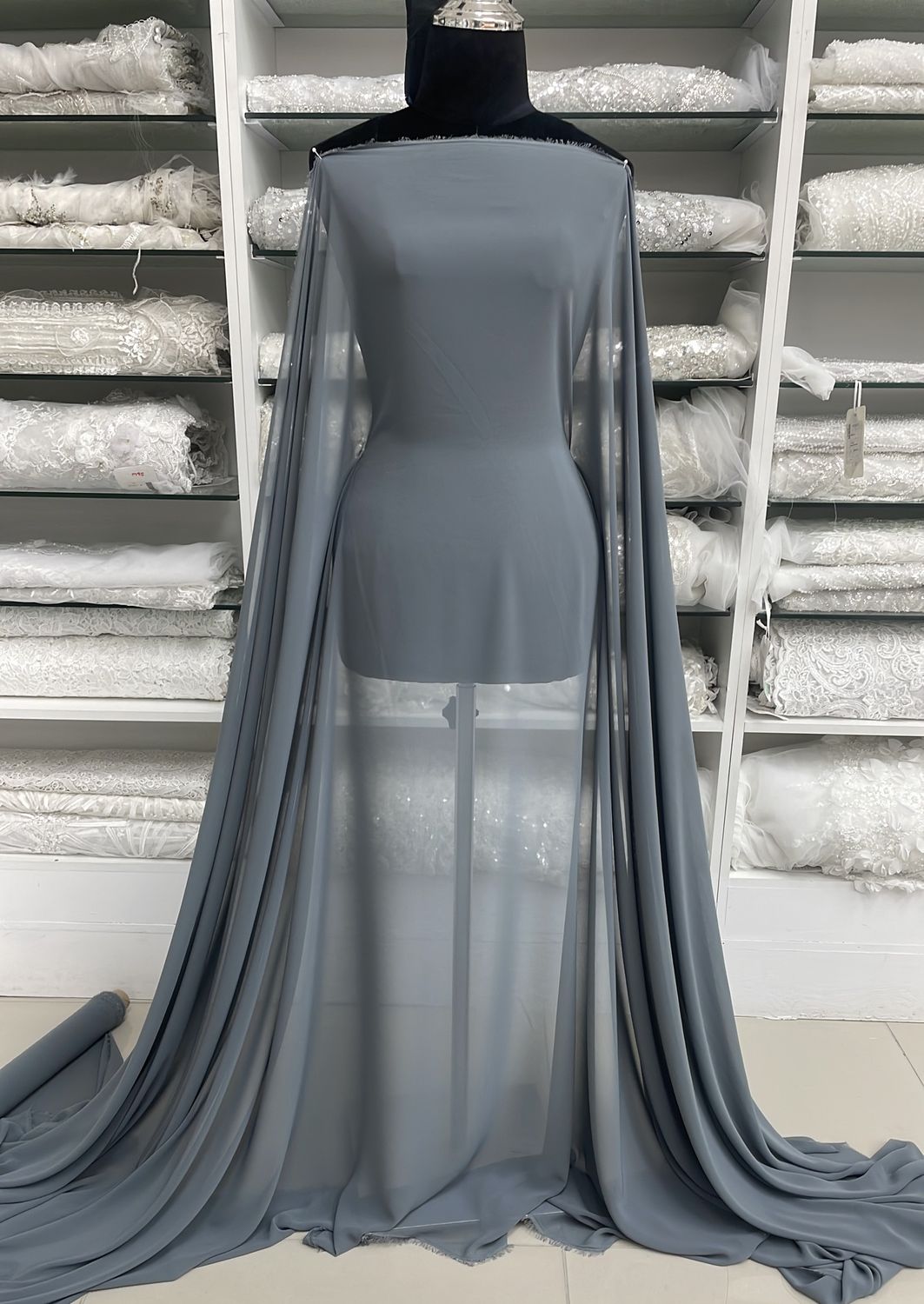 [ CHCA-PT-32 ] CHIFFON  CADENA 150CM- MED GREY per Meter
