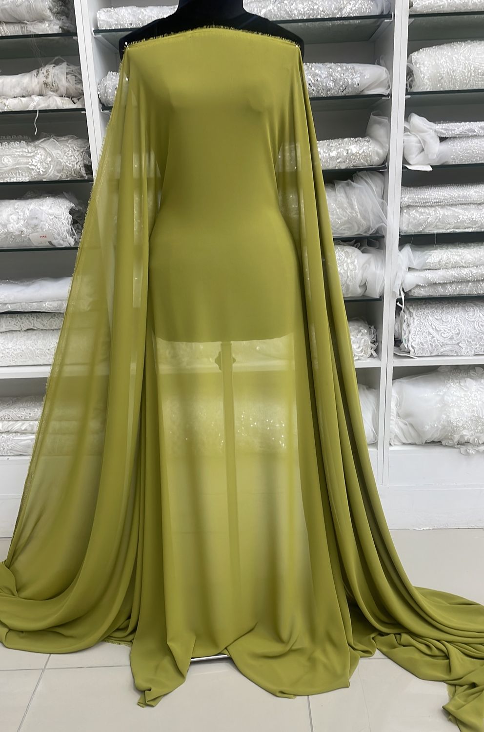 [ 23166 ] Stretch Crepe Chiffon-150-CHARTREUSE per Meter