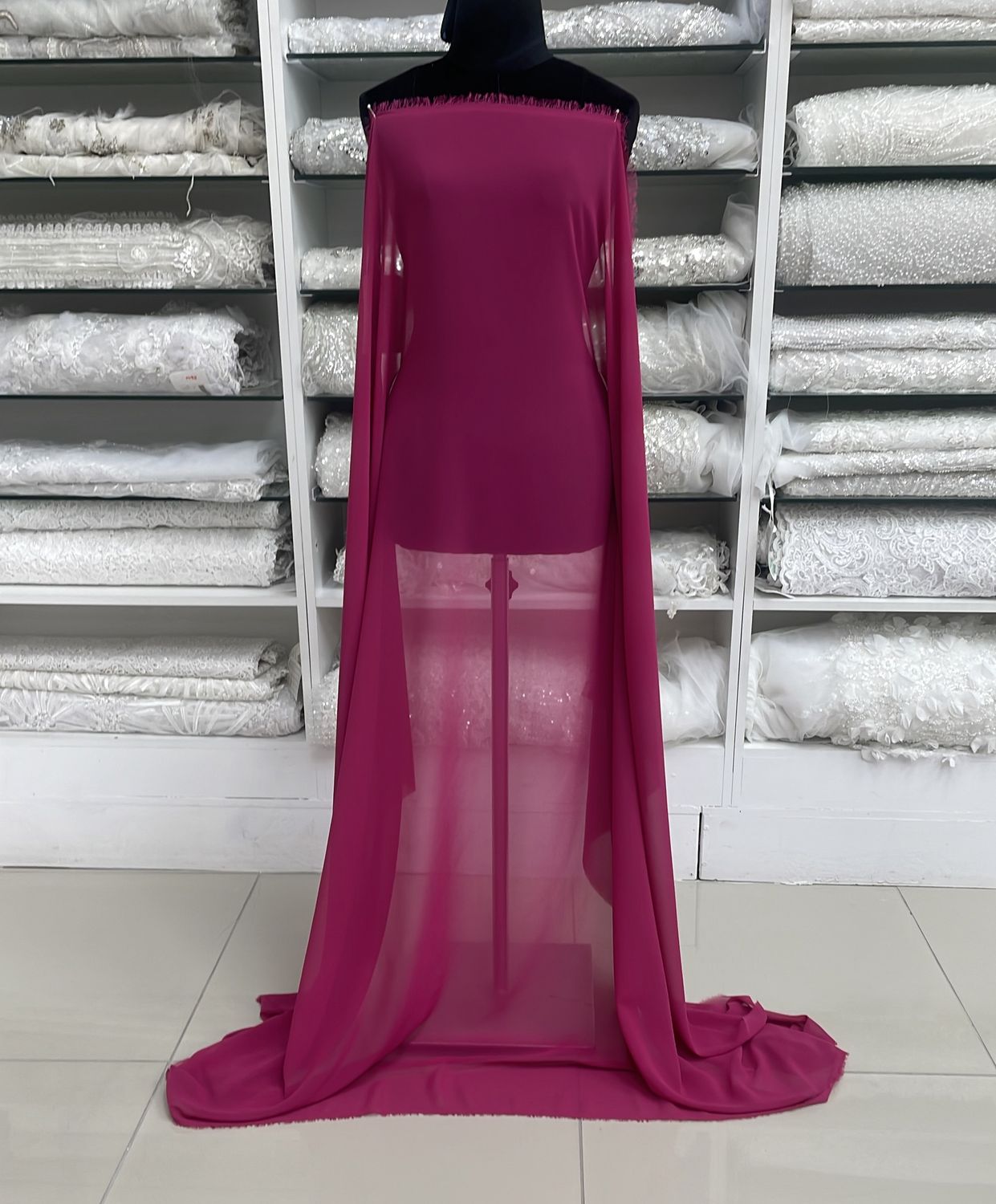 [ CHC-LO-0515-29 ] Chiffon Cadena150cm-CERISE per Meter