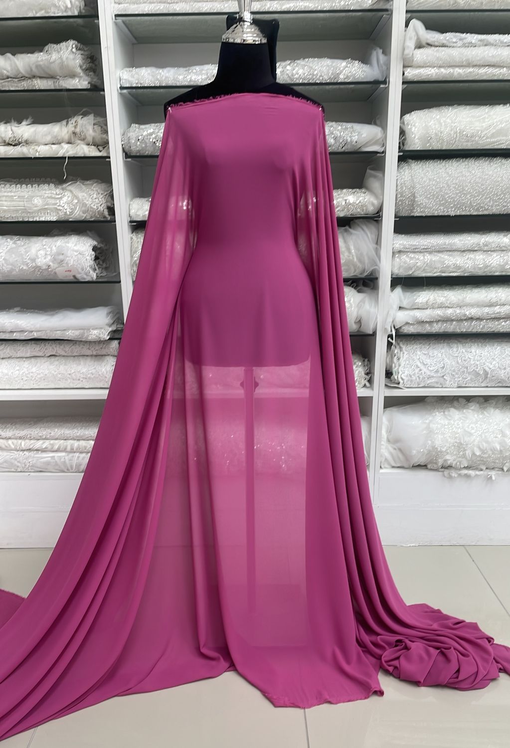 [ GD-G12A115-22 ] DOUBLE GEORGETTE 150CM-Cerise per Meter