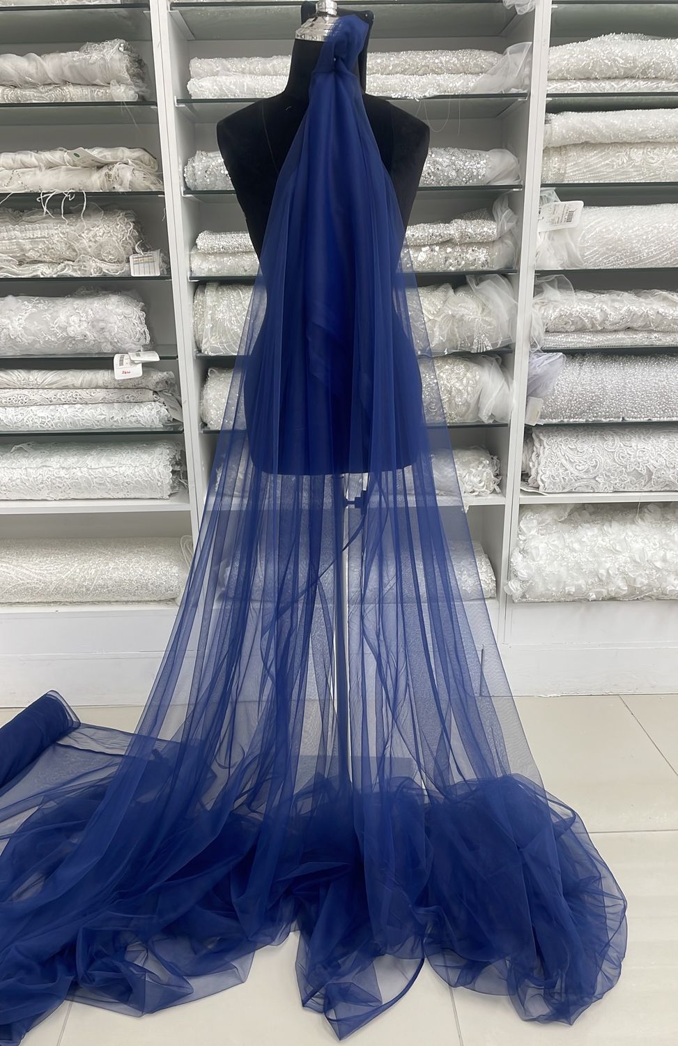 Dull Tulle (3m wide)-(per m)-300-8-Navy