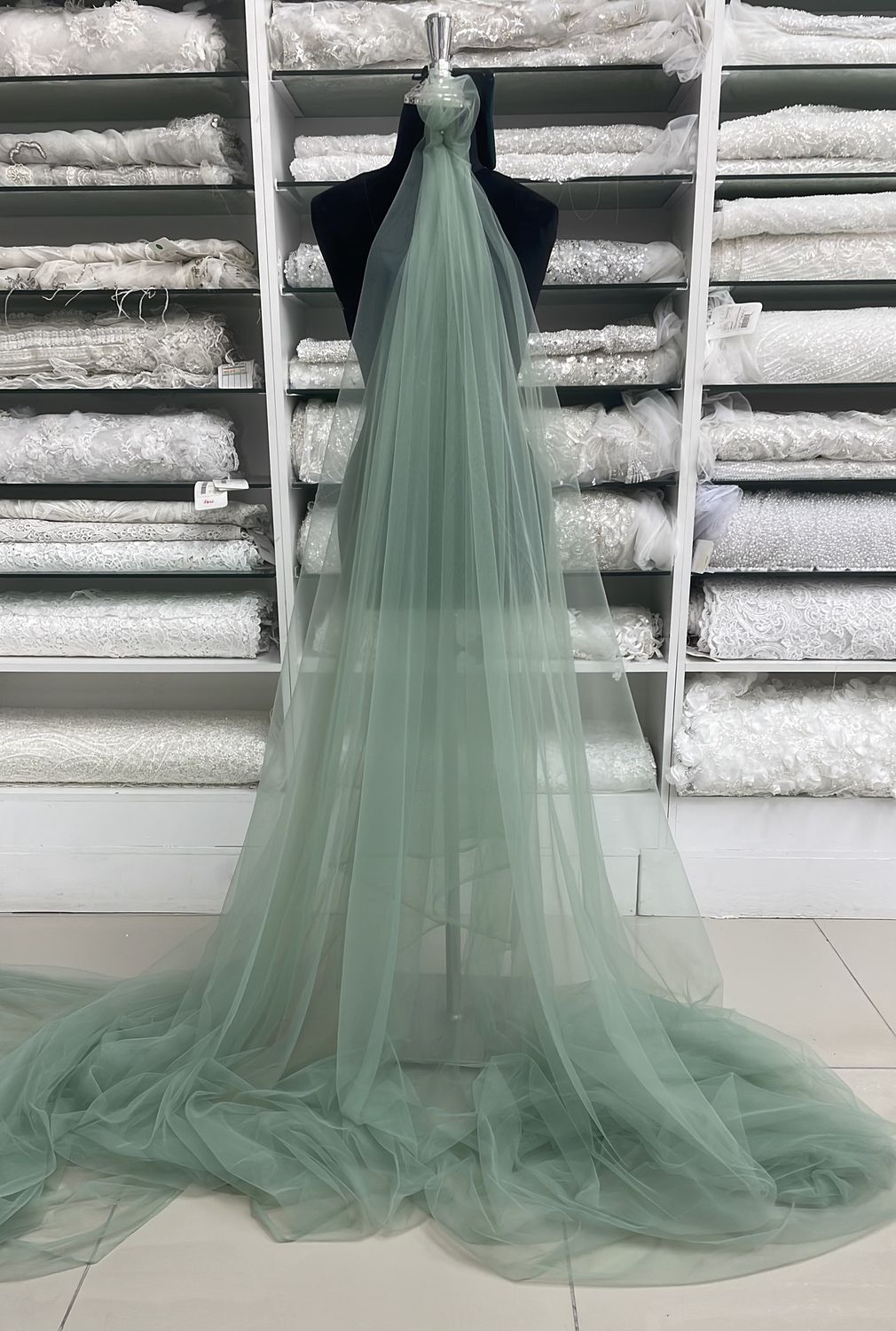 Dull Tulle (3m wide)-(per m)-300-5-Dark Moss