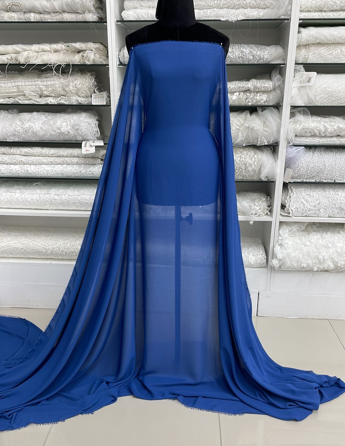 Milk Georgette-(per m)-150-07-Galaxy Blue