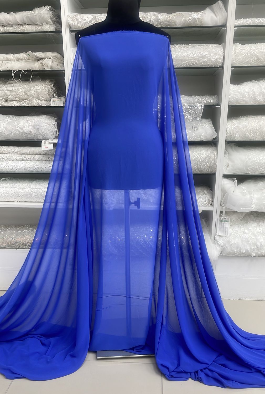 Italian Chiffon-(per m)-150-02-Dazzling Blue