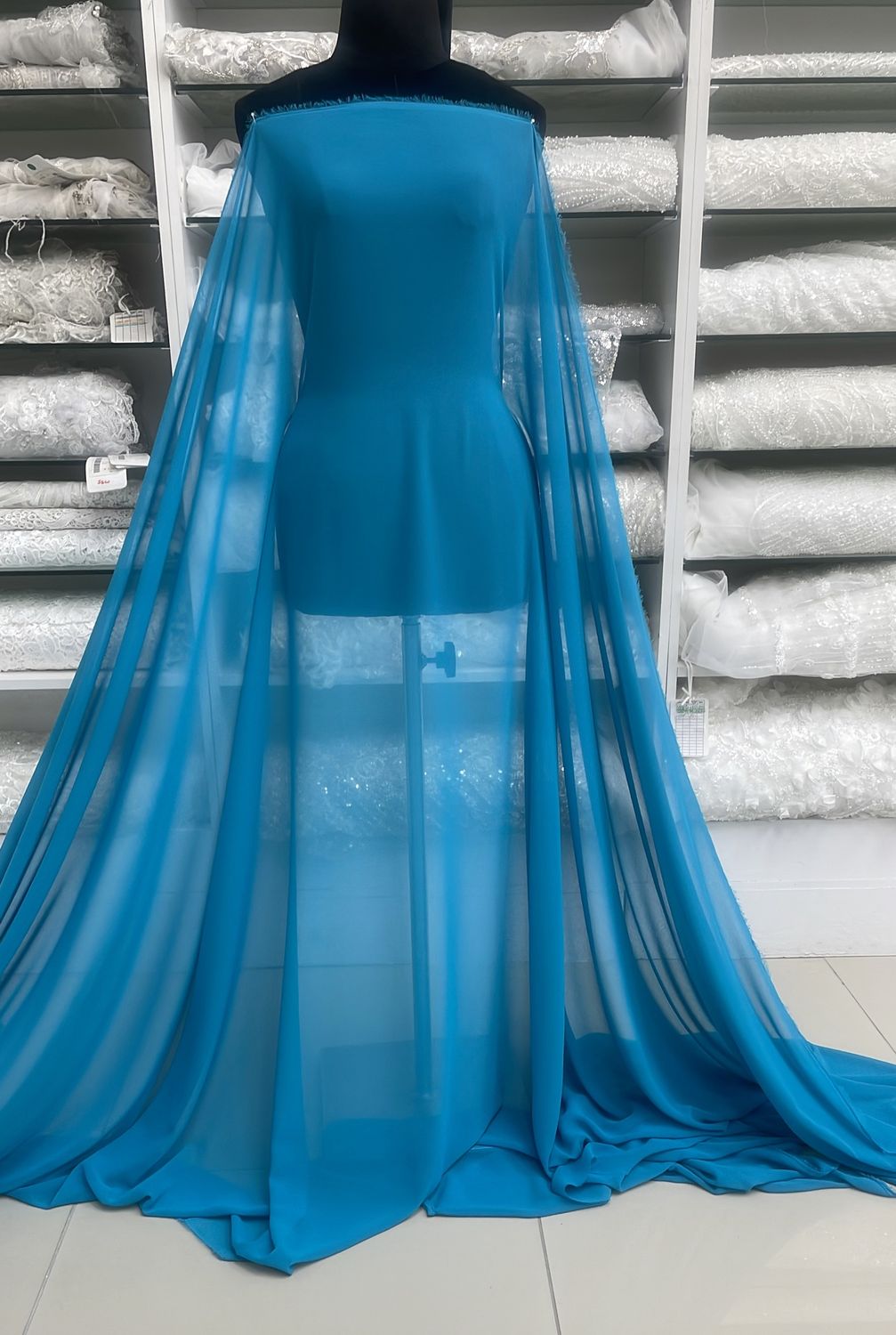 Italian Chiffon-(per m)-150-01-Caribbean Sea
