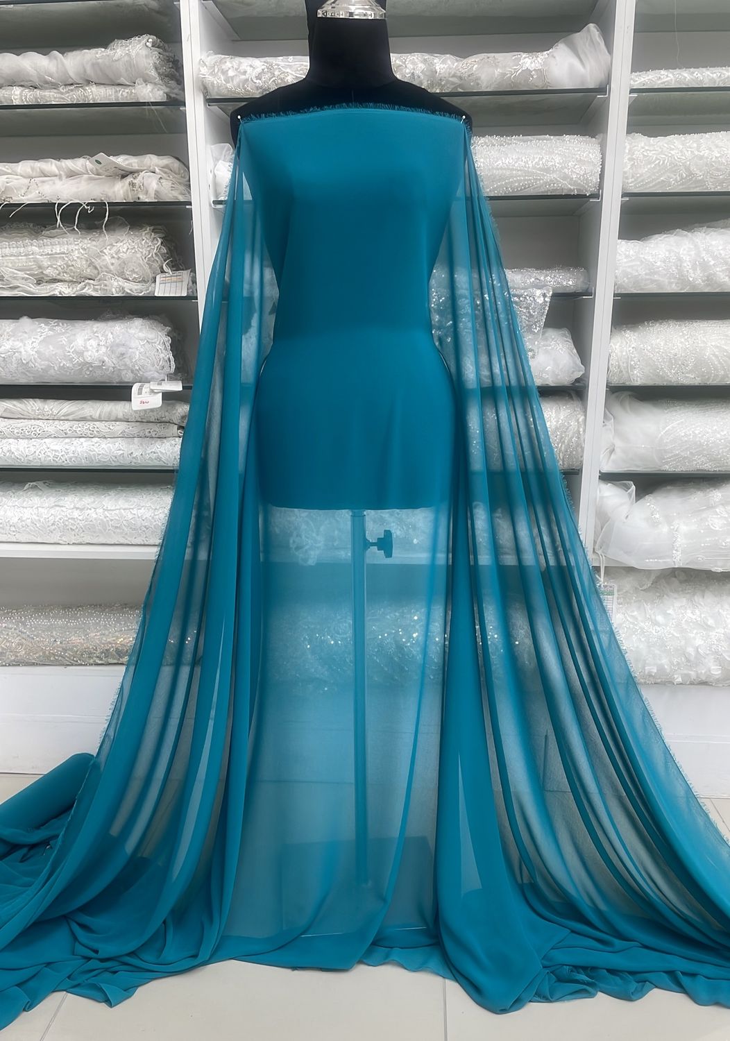 Italian Chiffon-(per m)-150-03-Harbour Blue