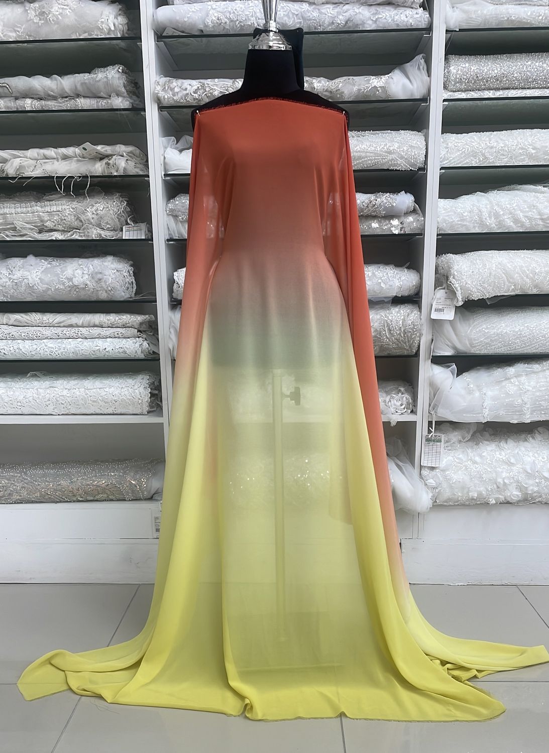 [ CHP-G13B-1260-4 ] Chiffon Ombre 145 - OrangeYellow per Meter