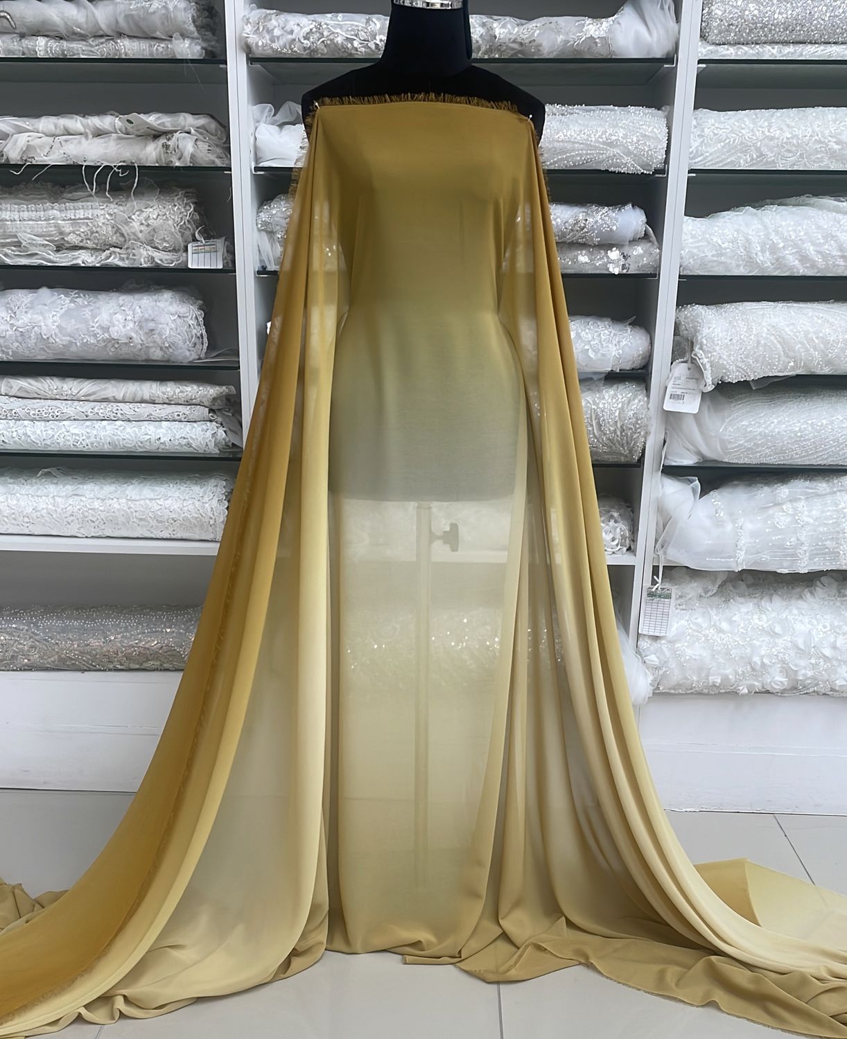 [ CHP-G13B-1259-8 ] Chiffon Ombre 145 - DarkGoldCamel per Meter