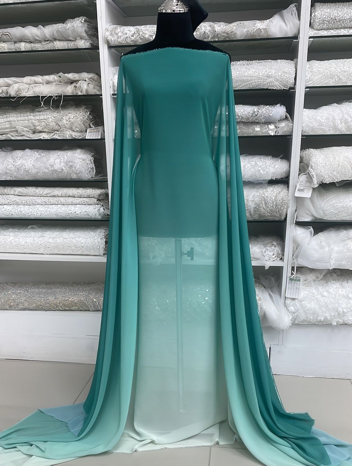 [ 18485 ] Chiffon Ombre/150cm/5g/JADE &amp; MINT per Meter