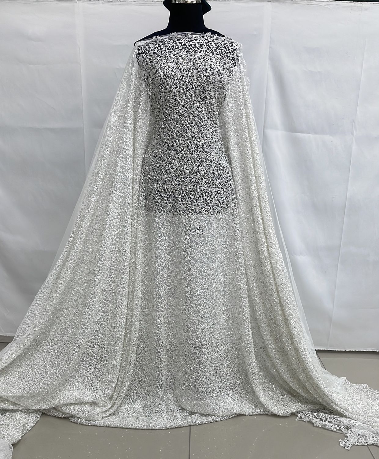 Wedding Dress Fabric Wedding Dress Fabric Tulle Emb Beaded-per m-137-01-White