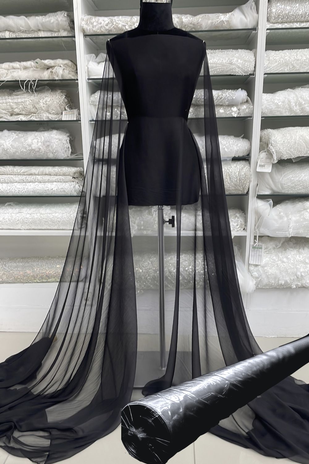 Silk Chiffon Crincle 22m Roll 150 3 Black Reg Price R 350.00 WSPriceR 262.50 25% Off. ShippingR490 p roll. Special Import by DHL. Subject to Availability at Supplier. 7-16 days.