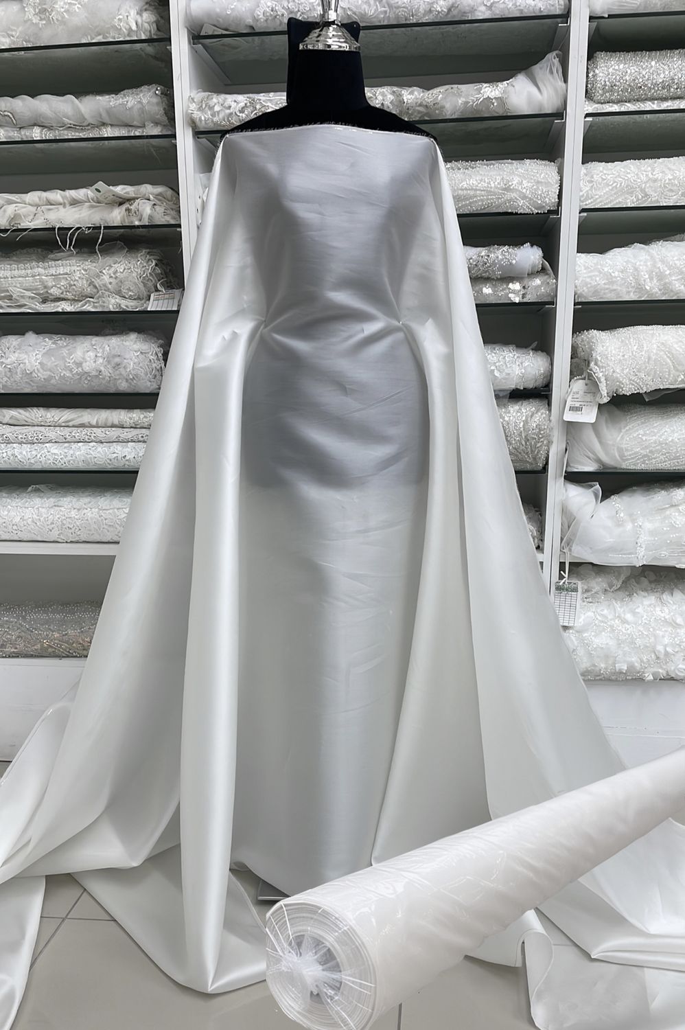 Silk Organza 22m Roll of Fabric - White