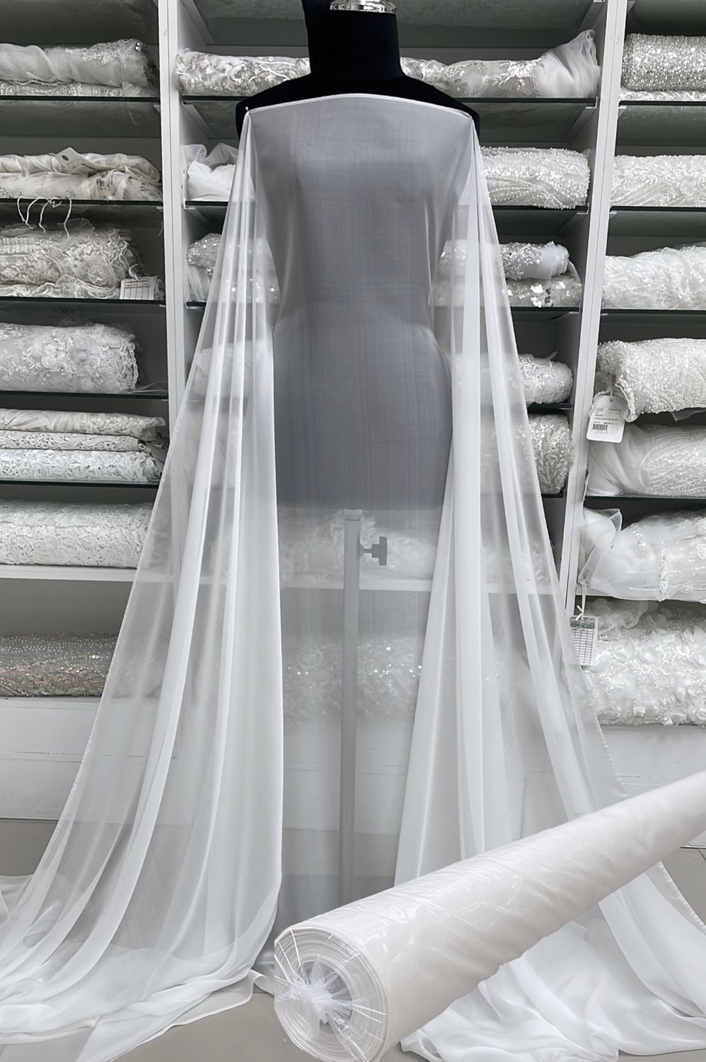 Silk Chiffon Smooth 150-2-Ivory: 23m Roll of Fabric - Ivory