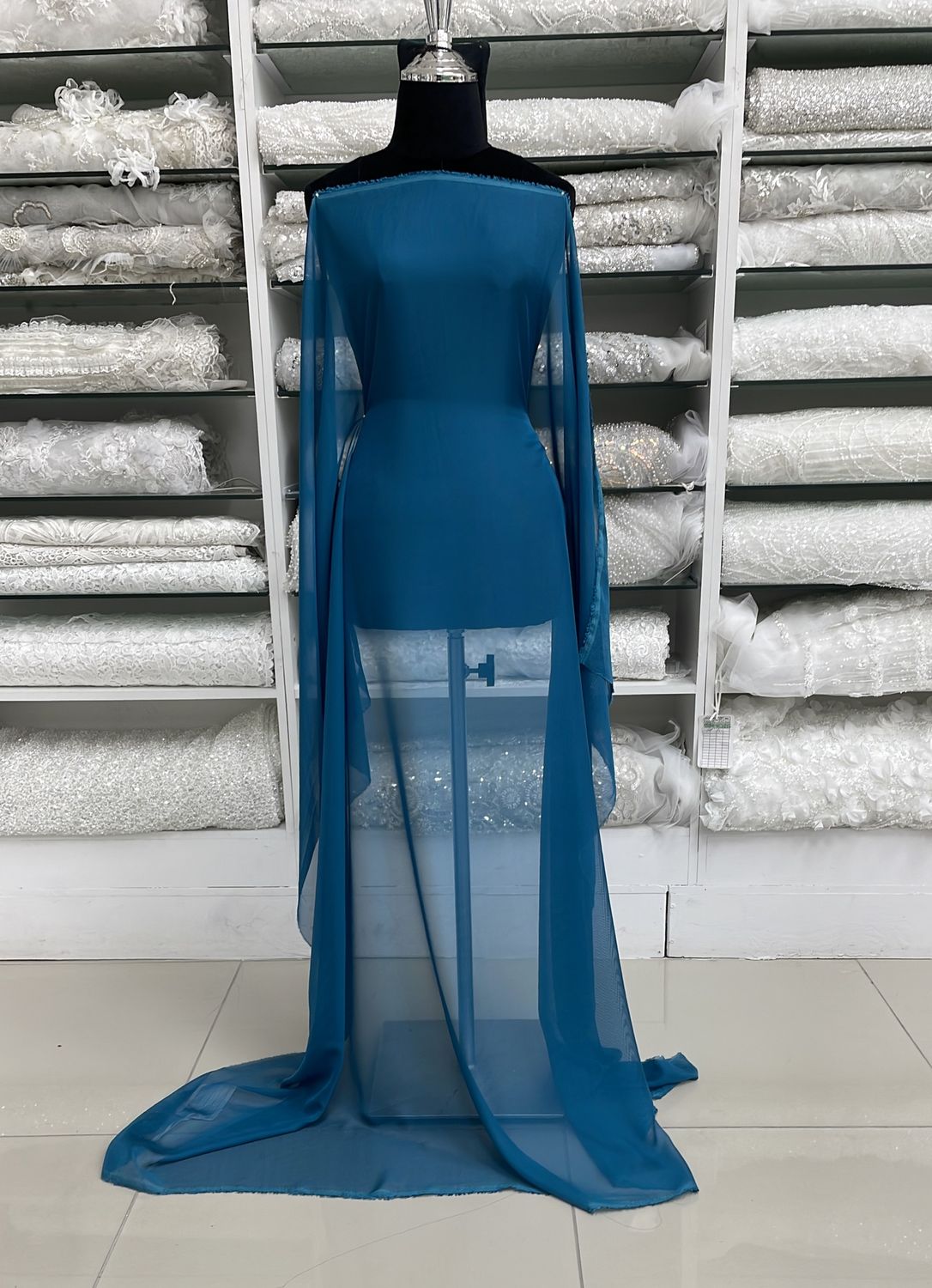 [ CHSD-MJ-13 ] CHIFFON SILKY DAMOR 150 TEAL per Meter