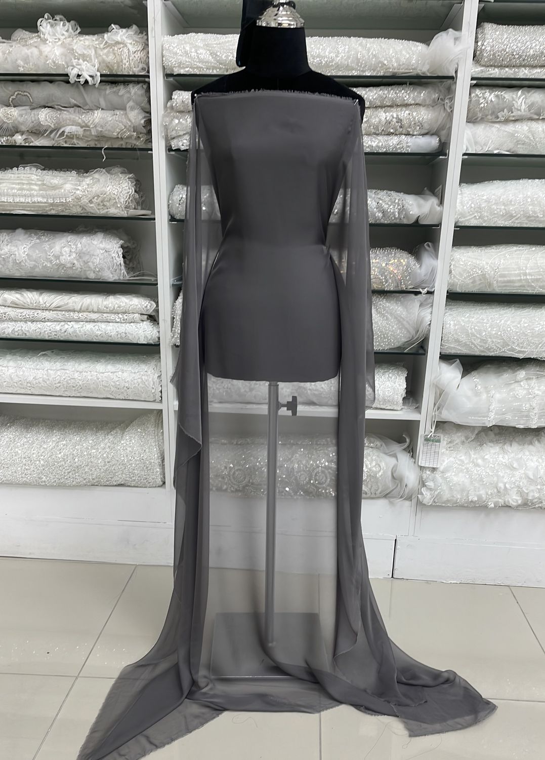 Chiffon [ CH30D-MHJ-M1138 ] Chiffon 30D 150w Charcoal per Meter