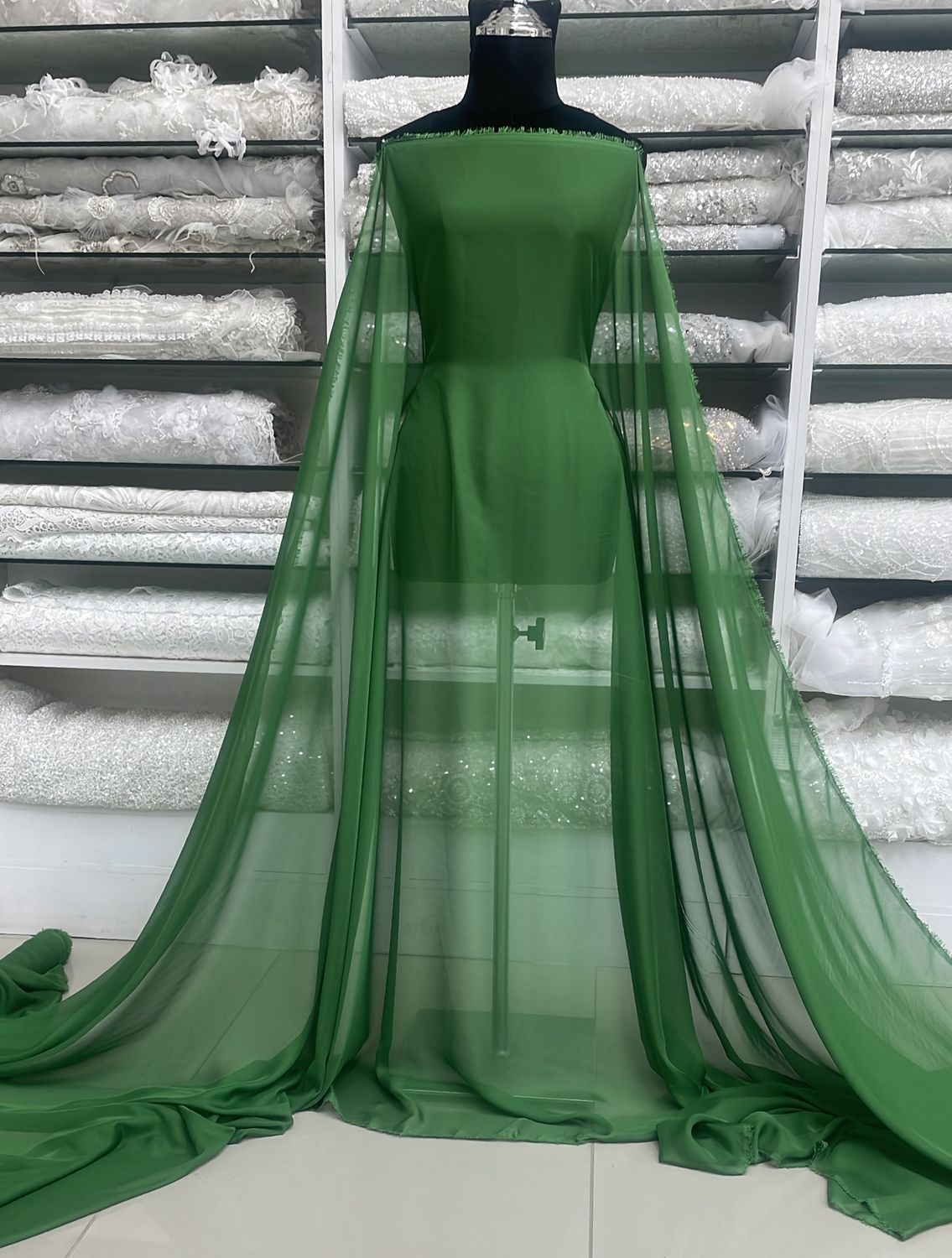 Chiffon [ CHSD-MJ-21 ] CHIFFON SILKY DAMOR 150 APPLE GREEN per Meter