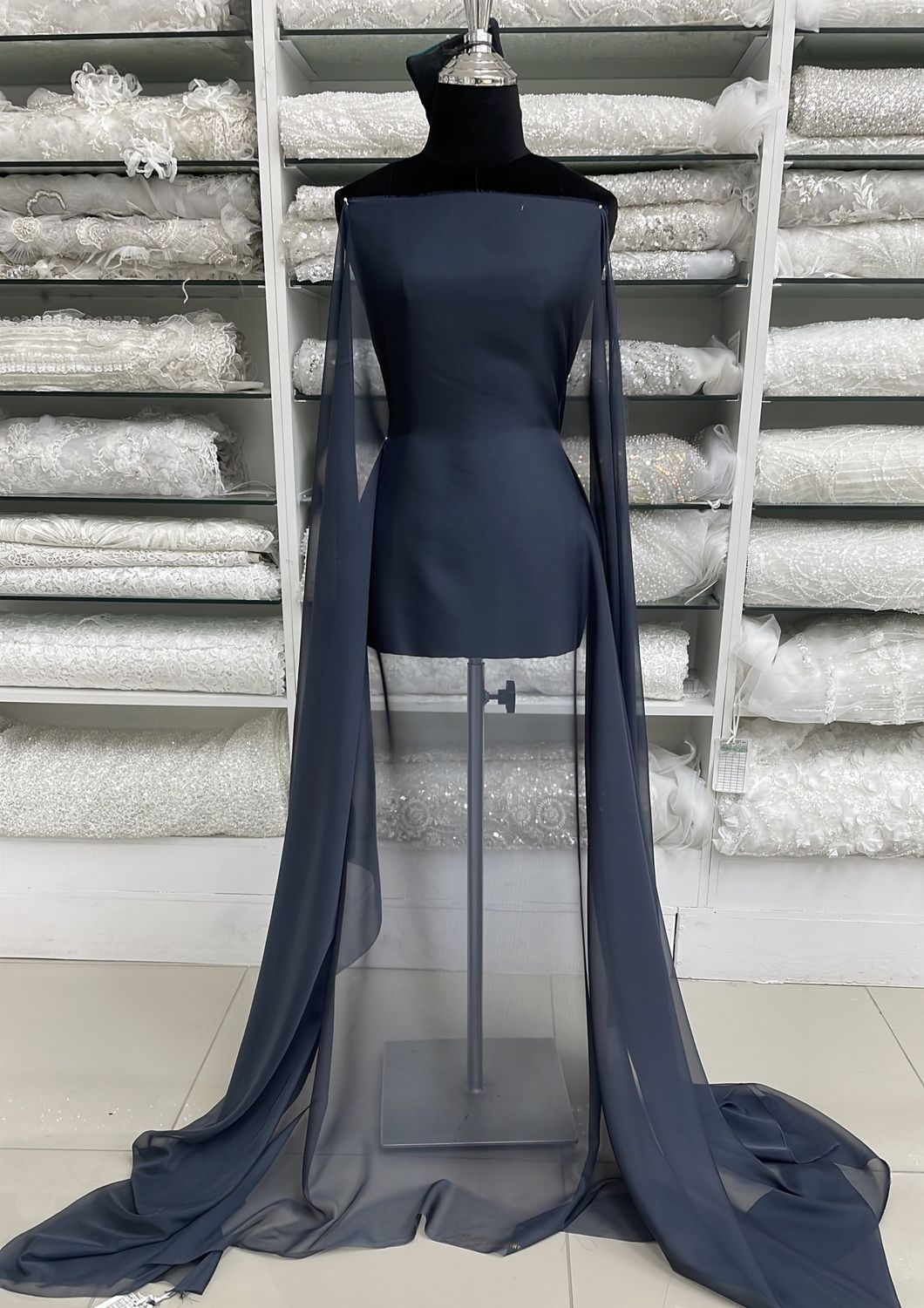 [ CHS-JNJ-1504-49 ] Silky Chiffon 145-CHARCOAL per Meter