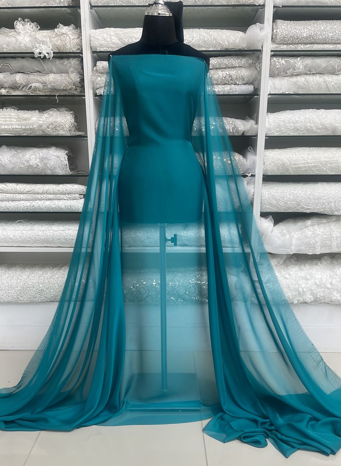 Chiffon [ 24194 ] Silky Chiffon 30D PlnDyed-7-150-7-TEAL per Meter